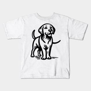 Stick figure puppy in black ink Kids T-Shirt